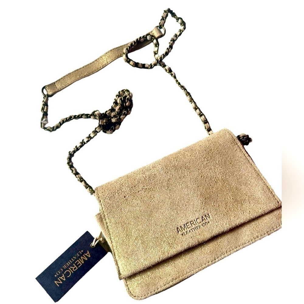 American Leather Co Liberty Chain Crossbody - Color Stone Shimmer MSRP $145